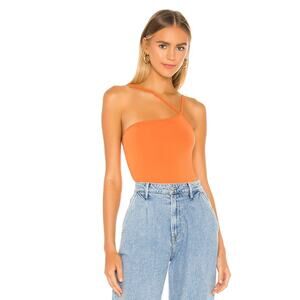 Superdown S orange strappy one shoulder bodysuit